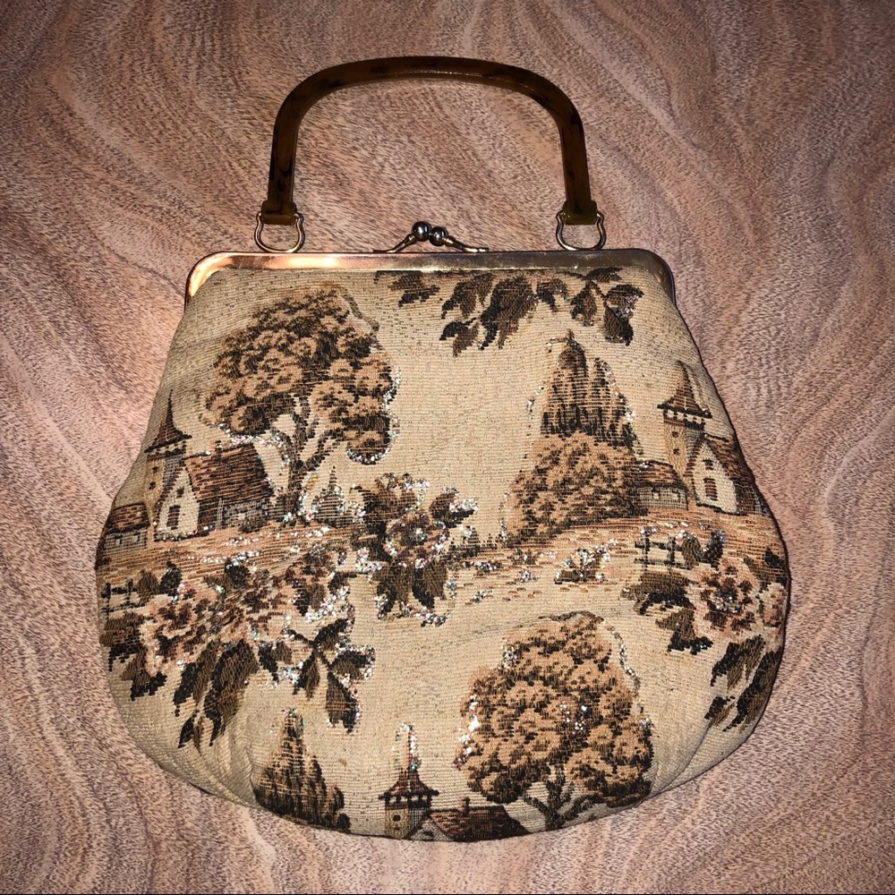 Vintage 60s tapestry style handbag purse